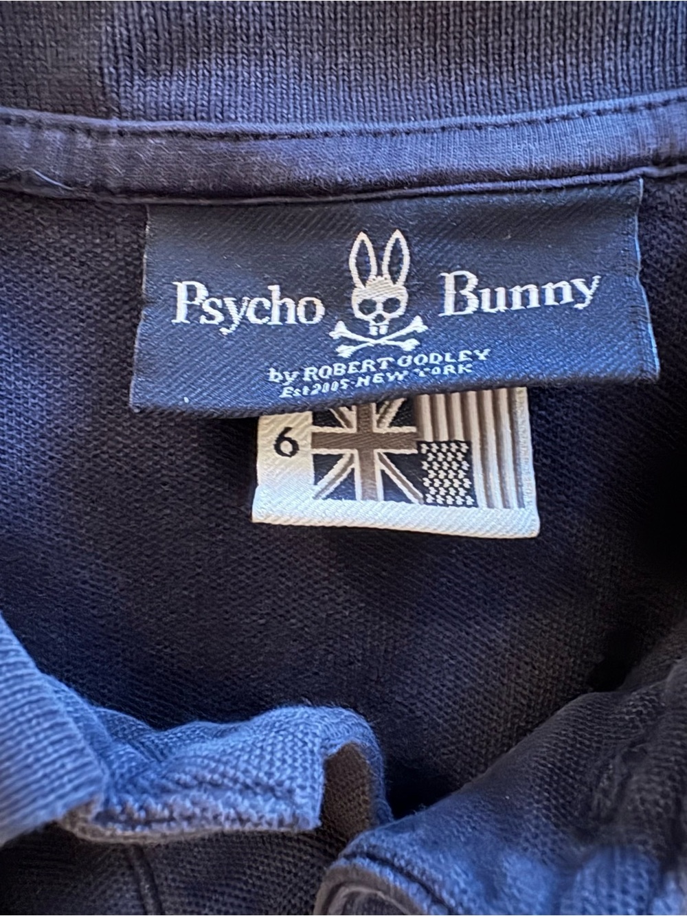 Like New! Psycho Bunny Navy Polo with Embroidered Bunny & Crossbones - Picture 5 of 7